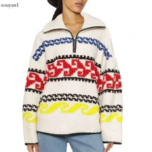 Isabels Marants Etoile Design Pullover Sweater Halve Rits Kraag Fleece Jas Lamswollen Truien Losse Casual Damesjas
