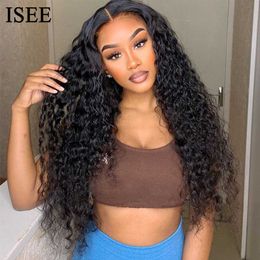 Isee Hair Deep Wave Frontal Wigs en vente Claies Human Human Human 13x4 HD Lace Frontal Wigs pour femmes Brésilien Brésilien Deep Curly Lace Wigs