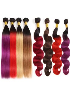 ISHOW 10A BUSEMENTS BRÉLIENNES HUMAINS POURMES OUmbre Couleur Hair Extensions 3PCS avec fermeture en dentelle T1BPURPLE 99J Wave corporelle droite pour WO88835493