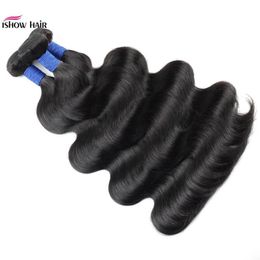 Ishow 10A Péruvienne Vague de Corps Cheveux Humains 34 Bundles Offres Crépus Bouclés Lâche Profonde Indien Remy Extensions de Trame de Cheveux Droites pour Wom3442635