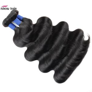 Ishow 10A Péruvienne Vague de Corps Cheveux Humains 34 Bundles Offres Crépus Bouclés Lâche Profonde Indien Remy Extensions de Trame de Cheveux Droites pour Wom3442635