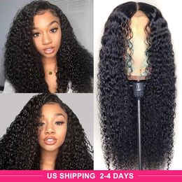 Ishow 28 30 40inch 180 250 High Density 44 Human Hair Wigs PrePlucked Transparent Lace Closure Wig StraightKinky Curly Body Water Loose Deep for Women Natu