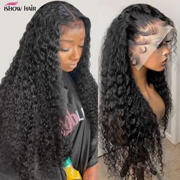 Ishow 28 32 pouces 13x2 Perruques de Cheveux Humains Yaki Droite Kinky Curly Water Loose Deep Body Lace Front Wig pour Femmes Tous Âges Couleur Naturelle