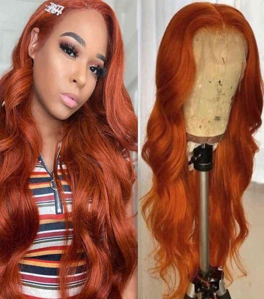 Ishow Brasileño Body Wave 13x1 Pelucas de cabello humano Naranja Jengibre Azul Rojo Rosa 99j Color Remy Pre arrancado Peluca delantera de encaje para mujeres Gir6170373