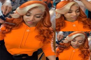 Ishow Brazilian Body Wave 13x4 Human Hair Wigs orange Ginger Blonde 613 Blue rouge rose 99J Couleur Remy Pré-cueillette de la dentelle FO6631966