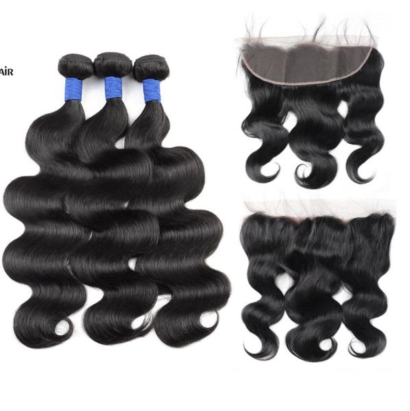 Ishow Bundles de cheveux humains vierges brésiliens avec fermeture 13x4 Extensions de tissage humide et ondulé frontal en dentelle pour femmes toutes Ag8400966