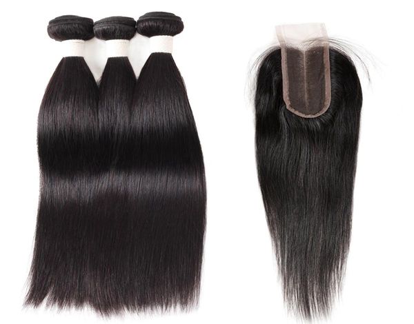 Ishow paquets de cheveux raides brésiliens 3 pièces avec 24 fermetures paquets de cheveux humains noirs naturels avec fermeture cheveux brésiliens entiers 5347881