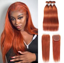 Ishow Braziliaanse Virgin Weave Extensions Body Wave 828 inch Voor Vrouwen 350 Zijdeachtige Rechte Inslag Oranje Gember Kleur Remy Menselijk Haar2888391