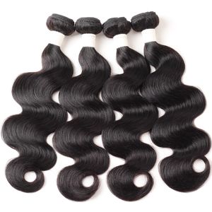 Ishow Virgin Human Hair Bundles Tofts 9a Brazilian Body Wave 4pcs Extensions de tissage en gros pour les femmes Tous âges Naturel Noir 8-28 pouces