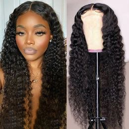 Ishow Lowe Deep Curly 5 * 5 Transparent Lace Fermeure Wig Brésilien Human Hair Wigs Body WaL