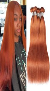 Ishow Nueva llegada Extensiones de tejido de cabello virgen brasileño 828 pulgadas para mujeres 350 Sedoso Recto Naranja Jengibre Color Remy Humano Hai352869755