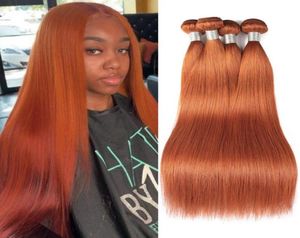 Ishow Nouvelle arrivée Extensions de tissage de cheveux vierges brésiliennes 828 pouces pour les femmes 350 Silky Straight Orange Ginger Color Remy Human Hai357820664
