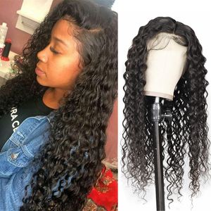 Ishow Peruaanse Losse Golf Lace Front Pruik Yaki Rechte Braziliaanse Water Diep Krullend Menselijk Haar Pruiken Maleisische Indiase voor Vrouwen Alle A3214