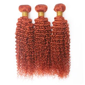 Ishow maagdelijk haar weven extensies 8-28inch voor vrouwen #350 oranje gemberkleur remy menselijk haarbundels kinky krullen