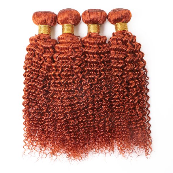 Ishow Vierge Hair Weave Extensions 8-28 pouces pour les femmes # 350 Couleur de gingembre orange soyeu