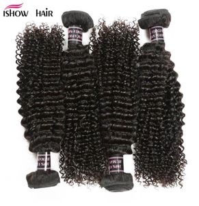 Ishow Hele 8A Menselijk Haar Weave Bundels Nertsen Braziliaanse Maagd 4 STUKS Peruaanse Kinky Krullend voor Vrouwen Alle Leeftijden 828 inch Je2013566