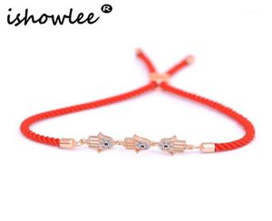 ISHOWLEE trois Bracelets porte-bonheur main Hamsa Femme fil rouge corde chaîne Bracelets pour Femme or 585 amis cadeau bijoux sla2012117439