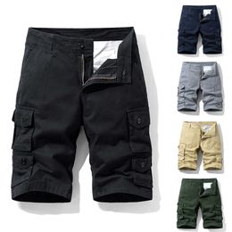 Ishowtienda mode heren pocket rits knoppen solide vrije tijd tooling korte broek board shorts x0705