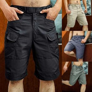 ISHOWTIENDA Shorts pour hommes Classic Twill Coupe décontractée Vêtements de travail Combat Sécurité Cargo Pantalon Cargo Shorts X0705