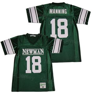 Escuela secundaria Isidore Newman Jersey 18 Peyton Manning Fútbol Moive Color del equipo verde Costuras y bordado Universidad Transpirable Algodón puro Jersey universitario