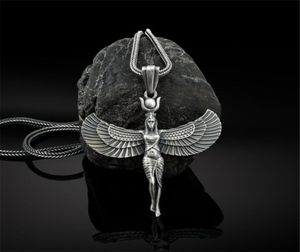 Collier pendentif ISIS 316l en acier inoxydable Silver Women Egyptian Winged Goddess Bijoux Cadeaux8959393