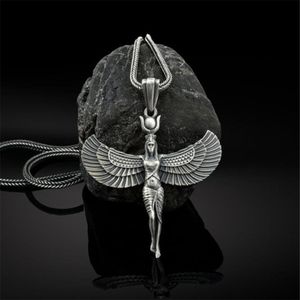 Collier pendentif ISIS 316l en acier inoxydable Silver Women Egyptian Winged Goddess Bijoux Cadeaux 2155379