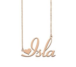 Ciondolo con collane con nome Isla Personalizzato personalizzato per donne ragazze bambini amici Regali per la mamma Acciaio inossidabile placcato oro 18k1055917