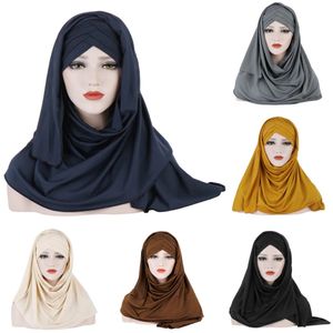 Islamitische Abaya Solid Color Hijabs voor vrouw Abayas Jersey hijab sjaal moslimjurk vrouwen turbans tulband instant head wrap femme240403