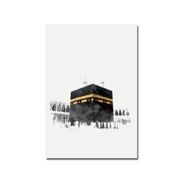 Calligraphie islamique Calligraphie Sainte Mecque Mecque Black Print Art Canvas Poster For Living Room Decor Home Wall Image