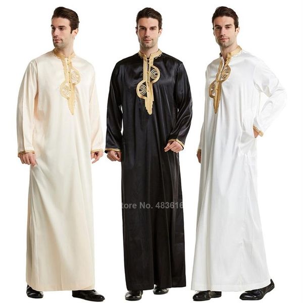 Vêtements islamiques hommes Robe musulmane arabe Thobe Ramadan Costumes arabe Pakistan arabie saoudite Abaya dubaï manches longues caftan Jubba215E