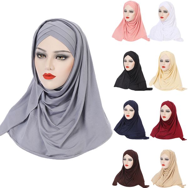 Hijab islamique femmes musulman une pièce Amira croix foulard Turban châles enveloppement écharpe instantanée tête foulards casquette chapeau Turbante Mujer