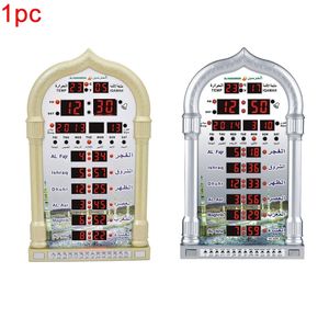 Islamico Led Azan Orologio Musica Riproduzione Regalo Tavolo da parete Moschea Preghiera musulmana Calendario Decorazioni per la casa Tempo che ricorda il Ramadan Automatico Y200407