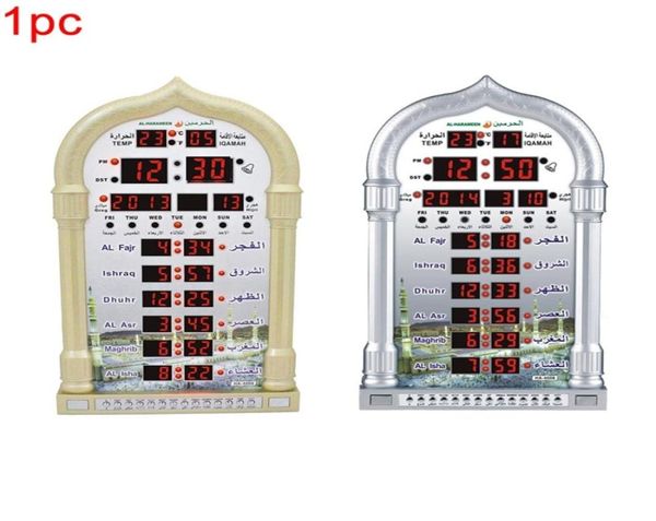 Islamic LED AZAN Clock Music jouant de la table murale cadeau Mosquée Mosquée Calendrier de prière musulmane Temps de décoration de la maison rappelant le Ramadan automatique Y204599776