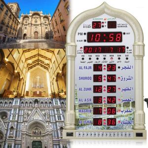 Mezquita islámica Azan Calendario Musulmán Oración Reloj de pared Alarma Ramadán Decoración para el hogar Color Random1