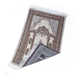 Islamitische Moslim Gebedsmat Tapijten Matten Saudi Arabische Turkse Dubai Gebedskleed Homewear Ramadan Katoen Zachte Deken 110X70CM