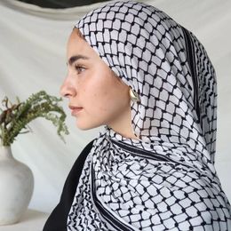Turbanis estampado a cuadros islámico Abaya Hijab Fashion Chiffon Hijabs para mujer Abayas Jersey Scarf Muslim Vestido Muslim Turban Shawl 240402