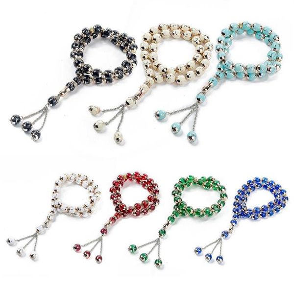 Pulsera de oración musulmana Tasbih con 33 cuentas de resina para hombres y mujeres religiosas islámicas, pulsera de oración musulmana popular, hebras de cuentas personalizadas 225R