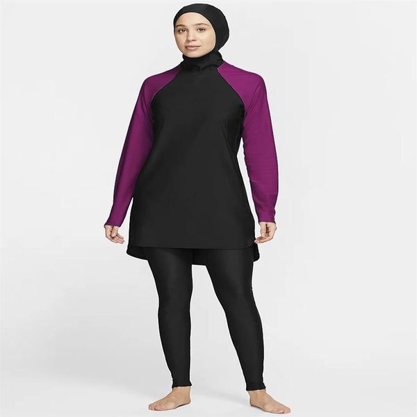 Islamique Femmes Musulman Maillots De Bain 3 Pièces Ensembles Burkini À Capuche Hijab Maillot De Bain Modest Swim Surf Wear Sport Costume Complet pour La Natation 20212365