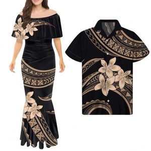 Eilandstijl 2 stuks lange jurken dames maxi casual samoa tribal print puletasi dames zomer hete verkoop