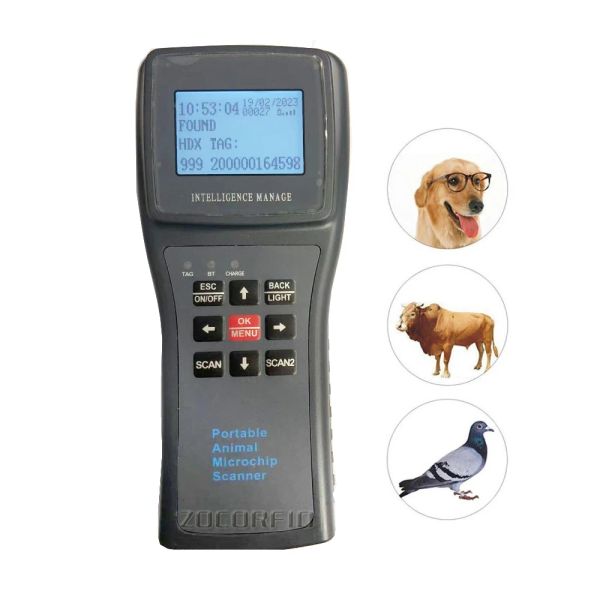 ISO11784 / 5 HDX Animal Pet Reader ChipPonder RFID Handheld Microchip Scanner pour chien, chats