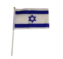 Israël drapeau 21x14 cm Polyester Flags d'agitation Israël Bannière Country With Plastic Flagpoles9147487