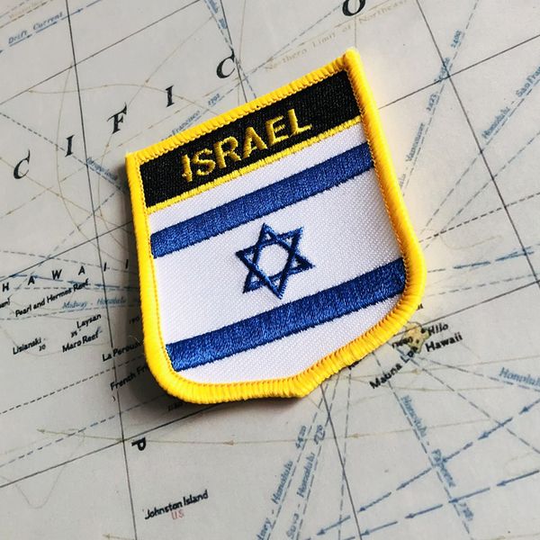 ISRAEL National Flag Bordery Patches Badge Shield y Pin de forma cuadrada Un colocado en el brazalete de tela Decoración de la mochila