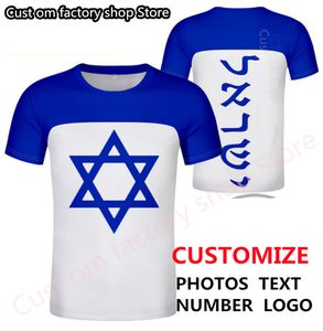 Israël t-shirt gratuit personnalisé hommes Sport haut blanc arabe hébreu drapeau jeunesse bleu t-shirts personnaliser IL pays nom numéro 220609