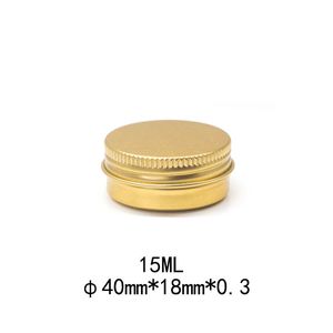 Goud 15ml Aluminium Containers Verpakking Potten Kleine 15g Cosmetisch DAB Gereedschap Opslag Wax Metalen Blikjes 15 ml g Balsem Glans Make-up Olie Lip Essense Cosmetica Nagellak Blikken Doos