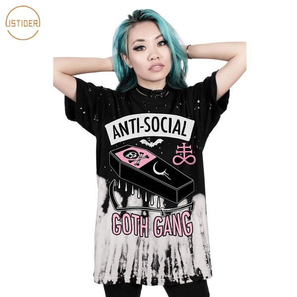 ISTider GOTH GANG lettres anti-sociales imprimer T-Shirt femmes/hommes crânes Style Punk 3D T-Shirt filles/garçons ample T-Shirt hauts