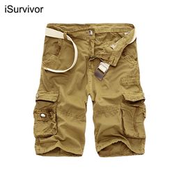 iSurvivor 2022 hommes été genou longueur couleur unie Shorts pantalon Hombre mâle décontracté mode Slim Fit grande taille Cargo Shorts