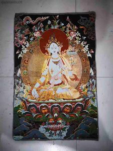 Het is de moeite waard om de zevenogige witte Tara Boeddha Thangka zijden hangende schilderijen van het Tibetaans boeddhisme en prachtige decoraties L230704 te verzamelen