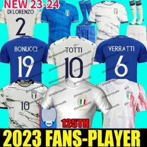 Italia FANS Speler 2023 BONUCCI Voetbalshirts JORGINHO INSIGNE VERRATTI Heren Kinderen VOETBALSHIRTS CHIESA BARELLA CHIELLINI PELLEGRINI Italys _Jersey