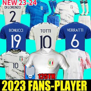 Italia Fans Player 23 24 25 BONUCCI Soccer Jerseys Insigne Verratti Hommes Enfants Chemises de football CHIESA BARELLA CHIELLINI PELLEGRINI Italie 125ème Sanniversaire