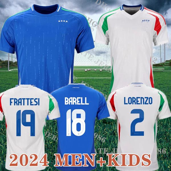 Italia FANS Player 2024 BONUCCI Soccer Jerse JORGINHO INSIGNE VERRATTI hommes enfants CHEMISES DE FOOTBALL CHIESA BARELLA CHIELLINI PELLEGRINI ItalyS XXXL 4XL